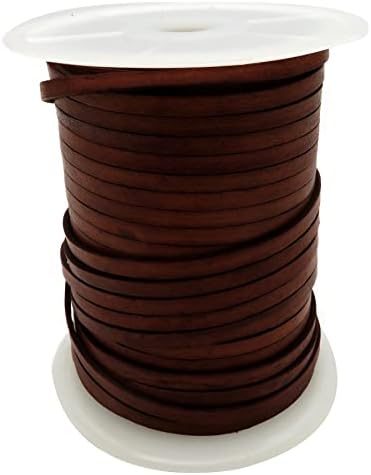 esnado Cordon de Cuir Plat 5 mm x 1,5 mm Couleur : Marron Clair Antique Longueur 10 m – Image 17