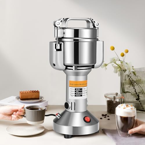 Moulin à Céréales Électrique, Couleeur Grinder Electrique 150g Haute Vitesse Broyage Moulin à Épices Moulin Epices avec 3 Lames en Acier Inoxydable Machine à Poudre pour Céréales Herbes Épices Noix – Image 7