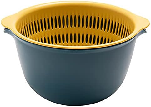 Youka Panier de vidange pour passoire de cuisine, ensemble de bols de passoire 2 en 1, double couche en plastique PP sans BPA détachable pour laver les légumes et les fruits – Image 11