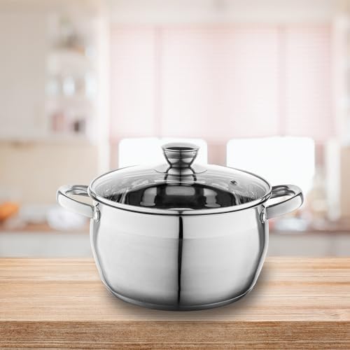 FLORINA Faitout Inox (6 l) I Diamètre de 24 cm I Marmite Inox OLIVER I Casserole Acier Inoxydable avec Couvercle en Verre I Faitout pour Induction, Marmite tous Feux I Convient au Lave-vaisselle – Image 3