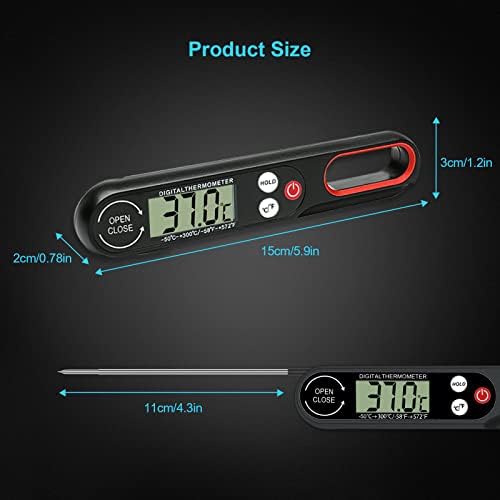 Thermometre Cuisine Patisserie Thermomètre Alimentaire Viande Lecture Instantané Thermomètre Sonde Longue avec Écran LCD Pour Cuisson Cuisson Pâtisserie Barbecue Viande Lait – Image 7
