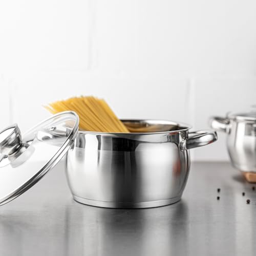 FLORINA Faitout Inox (6 l) I Diamètre de 24 cm I Marmite Inox OLIVER I Casserole Acier Inoxydable avec Couvercle en Verre I Faitout pour Induction, Marmite tous Feux I Convient au Lave-vaisselle – Image 4