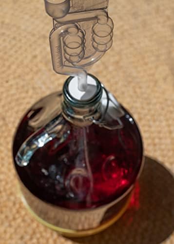 WYSKONT Bouteille bonbonne à col étroit avec couvercle pivotant, panier de protection, sas et bouchon pour la fabrication du vin, la fermentation, le stockage des boissons, verre transparent, 3 x 5 L – Image 5