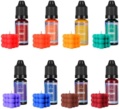 Alaoo Colorant Liquide pour Bougies,8 Couleurs Colorant de Bougie Liquide pour Bougie DIY,Bougies à Haute Concentration Couleurs,Kit Pigment de Bougie Concentrée,10 ML par Couleur
