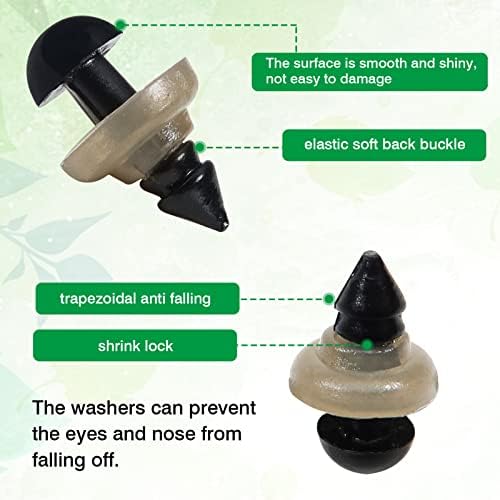 TOAOB 150pcs Yeux de Sécurité amigurumis 6mm Yeux de Poupée en Peluche en Plastique Rond Noir avec Rondelles pour Marionnette DIY Artisanat Bijoux – Image 3