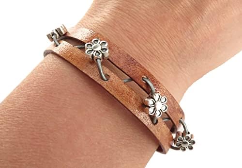 esnado Cordon de Cuir Plat 5 mm x 1,5 mm Couleur : Marron Clair Antique Longueur 10 m – Image 6