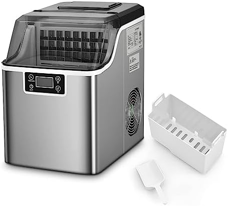 GOPLUS Machine à Glaçons, Capacité 18KG en 24H, 24 Glaçons en 15 Minutes, Réservoir 3,2L, Automatique Électrique Compact Portable, Fonction Auto-Nettoyage Argent