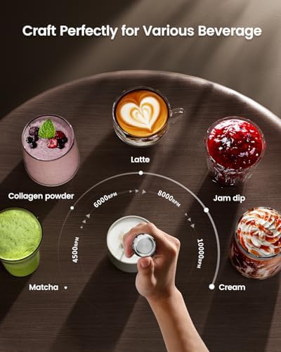 Maestri House Mousseur à Lait Rechargeable, Réglage de la Vitesse en Continu, Mousseur a Lait Café au Latte Premium électrique, Cappuccino au Chocolat Chaud Matcha – Image 4