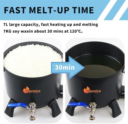 Melting Pot électrique de cire Pour la fabrication de bougies Pot antiadhésif de cire de soja de 7L avec bec à verser et contrôle de la température de pression sur bouton – Image 3