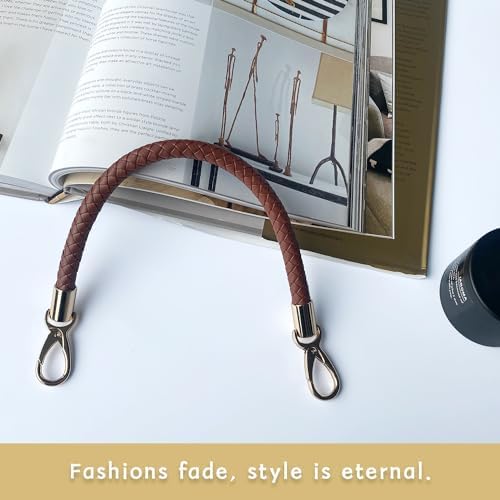 Zzcy Anse de Sac 2Pcs Sangles de Rechange en Cuir pour Sac à Main Poignee sac a main Avec Petit Porte-clés(Marron 40cm) – Image 4