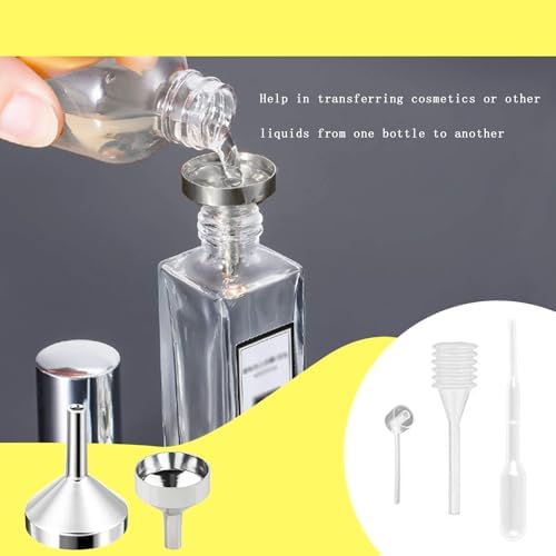 MUNSKT 10 Pièces Petit Entonnoir en Aluminium, Compte-gouttes en Plastique, Distributeur en Plastique pour le Remplissage de Bouteilles d'Huile Essentielle, de Poudre Pailletée,d'Artisanat et de Sable – Image 3
