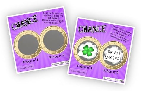 Carte à gratter personnalisable - Message au choix - Annonce originale grossesse ou événement - Modèle ticket de jeu Chance (Dégradé violet et bleu) – Image 25