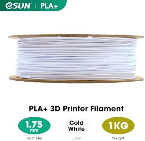 eSUN PLA+ Filament 1.75mm, Renforcé Ténacité Imprimante, Précision Dimensionnelle +/- 0.03mm, 1KG Bobine (2.2 LBS) pour impression 3D, Blanc Froid – Image 2
