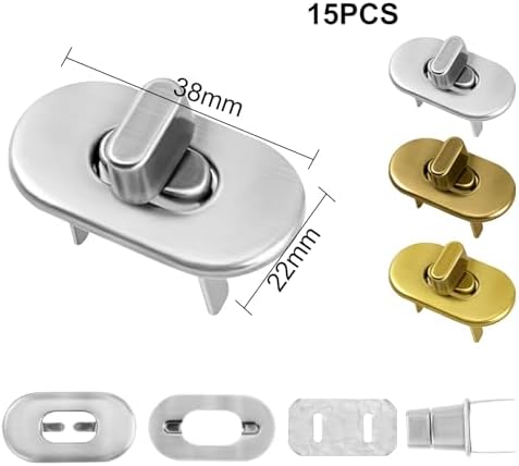 Aweisile 15 Sets Fermoir Tourniquet Fermoir Sac Fermoirs Verrouillage Twist Fermoir Sac à Main Serrures Turn Locks pour Le Bricolage Artisanat en Cuir Sac à Main Sac Matériel – Image 2