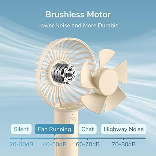 JISULIFE Mini ventilateur portatif, portable et petit avec 3 vitesses, batterie rechargeable USB, fonctionne pour l'extérieur, les voyages, les concerts, les cadeaux pour femmes et hommes - Marron – Image 5