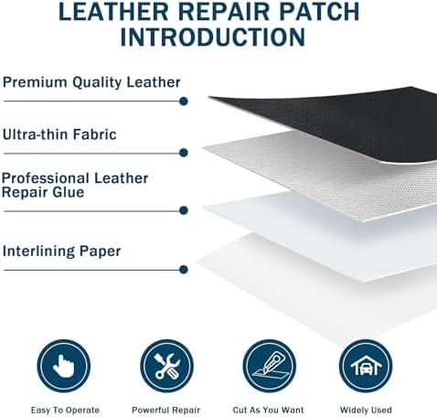 Vinabo Simili Cuir Autocollant,Cuir Adhesif Reparation Canapé pour Réparation et Rénovation,Patch Cuir Auto-adhésif Rénovation en Cuir pour Siège Voiture,Bottes,Sac À Main,Sacs Souples-Noir,10x160cm – Image 3