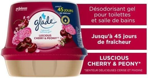 Glade Gel Premium - Désodorisant infusé aux Huiles Essentielles pour Toilette Et Salle de Bain - Luscious Cherry & Peony - 45 Jours de Parfum – Image 2