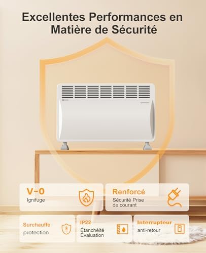 AIRMATE Chauffage d'appoint, Radiateur Electrique à Convection 1500W, 3 Modes, Chauffage Electrique économique Silencieux,Chauffage Electrique,Intérieur, Maison, Bureau – Image 4