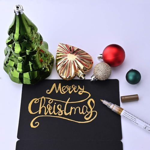 Stylo acrylique noir blanc or argent, Marqueur permanent de 0,7 mm étanche Stylo peinture rupestre, pour roche céramique bois métal papier verre tissu plastique cuir Bricolage 8 pièces – Image 6