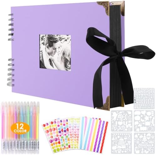 Album Photo à Personnaliser Soi-Même 80 Pages Noires Scrapbooking Vintage Album Souvenir pour Bébé Famille Anniversaire Saint Valentin Mariage Noël Cadeau (Noir, 29 x 21,5 cm) – Image 25