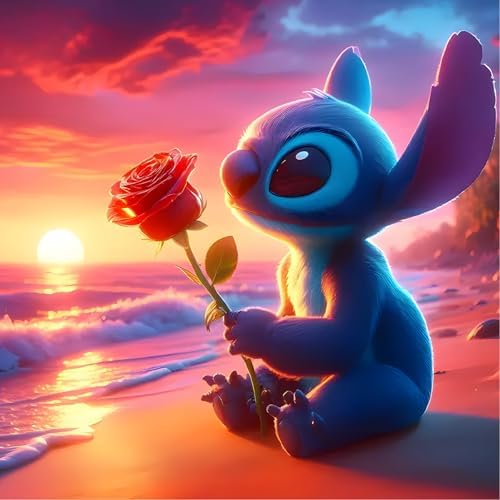 QINRUBB DIY Stitch Peinture Diamant Painting Kit, 5D Dessin Animé Art du Diamant Complet Kits, Papillon Diamond Art Kits Strass Point de Croix Painting pour Adultes Débutants Maison Décor 30X40cm – Image 9