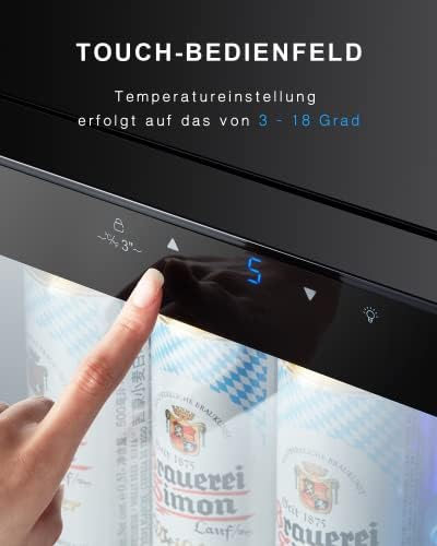 Kalamera Réfrigérateur à boissons KRC-86GE avec panneau de commande tactile, zone de refroidissement 3-18°C, réfrigérateur à bouteilles 86 litres, éclairage intérieur LED bleu, 41 dB – Image 2