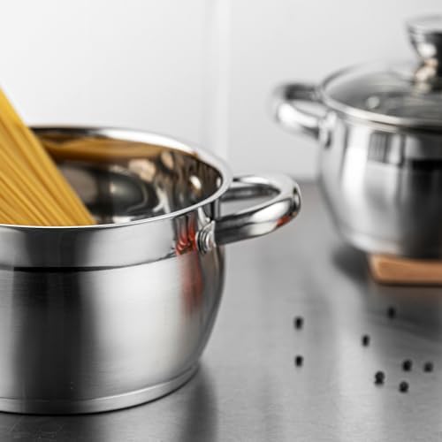 FLORINA Faitout Inox (6 l) I Diamètre de 24 cm I Marmite Inox OLIVER I Casserole Acier Inoxydable avec Couvercle en Verre I Faitout pour Induction, Marmite tous Feux I Convient au Lave-vaisselle – Image 7