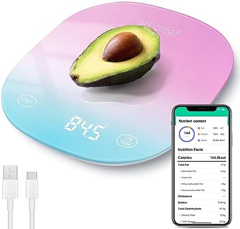 arboleaf Balance de Cuisine 10kg/0,5g, Balance Cuisine qui Calcule les Calories, Balance Nutritionnelle Connectée, Rechargeable USB – Image 11