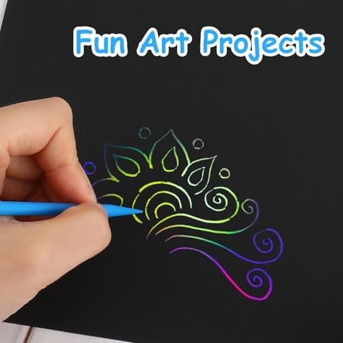 Giantree Lot de 50 stylos colorés en bois pour art à gratter - 5 couleurs - Outils de stylet robustes de 11,9 cm - Pour le bricolage, le dessin créatif, Noël, les activités artistiques – Image 4