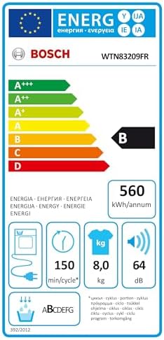 Bosch WTN83209FR Série 4, Sèche-linge à condensation, 8kg, 112 L, Design Antivibration, Blanc – Image 7