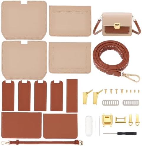 WADORN Kit de Fabrication de Sacs à Bandoulière DIY, Sac à Bandoulière en Cuir PU, Ensemble de Matériaux de Fabrication, Bricolage, Kit Complet de Couture, Sac Fait à la Main, 19x7x15 cm, Beige – Image 10