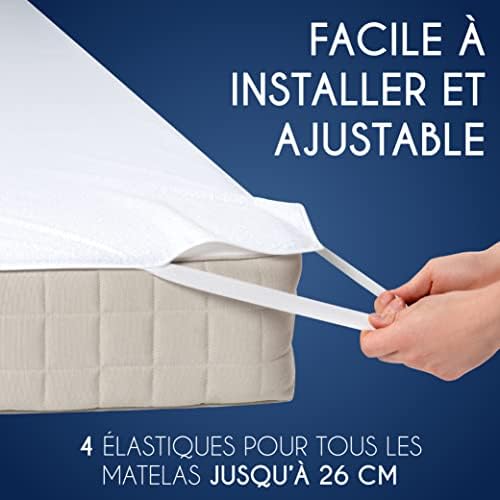 Protege Matelas 140x190 cm Imperméable Oeko TEX par Dreamzie - Alese 140x190 en Coton Respirant avec 4 Coins Elastiques – Image 4
