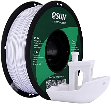 eSUN PLA+ Filament 1.75mm, Renforcé Ténacité Imprimante, Précision Dimensionnelle +/- 0.03mm, 1KG Bobine (2.2 LBS) pour impression 3D, Blanc Froid