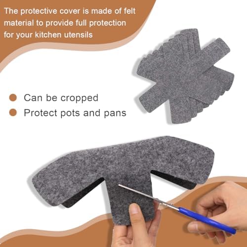 WMUVAZA Protection Casserole Protege Poele, 10 Pièces Protection Casseroles et Protège-Poêle, Premium Coussinets D'intercalaire Séparé et Protéger Les Surfaces Cuisine pour Éviter Les Rayures – Image 3