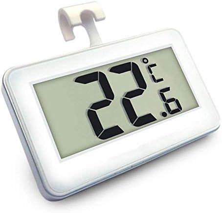 Thermomètre pour réfrigérateur Thermomètre numérique pour réfrigérateur LCD Moniteur pour thermomètre numérique avec congélateur Triple système d'accroche:crochet,support,magnétique【Blanc】