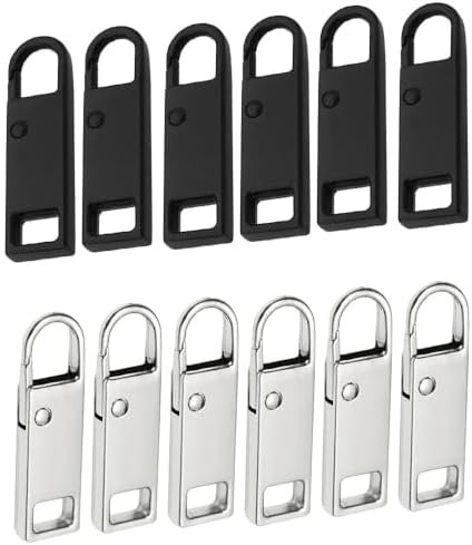 Tirettes de Réparation Fermeture Eclair, 12 Pcs Métal Zipper Pull, Métal Zipper Pull amovible, Tirette Fermeture Eclair Remplacement, Pour Porte Monnaie, Vêtements, Jeans, Valises