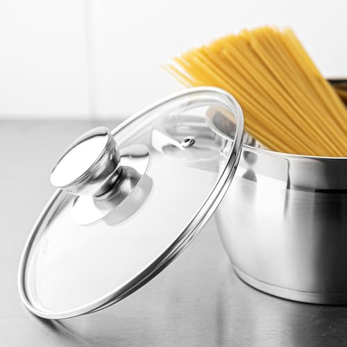 FLORINA Faitout Inox (6 l) I Diamètre de 24 cm I Marmite Inox OLIVER I Casserole Acier Inoxydable avec Couvercle en Verre I Faitout pour Induction, Marmite tous Feux I Convient au Lave-vaisselle – Image 6