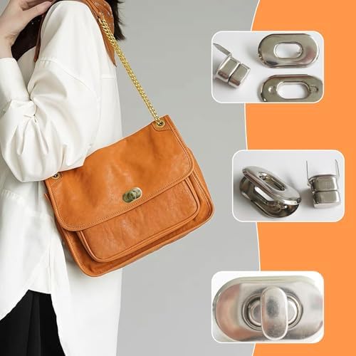 Aweisile 15 Sets Fermoir Tourniquet Fermoir Sac Fermoirs Verrouillage Twist Fermoir Sac à Main Serrures Turn Locks pour Le Bricolage Artisanat en Cuir Sac à Main Sac Matériel – Image 4