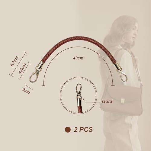 Zzcy Anse de Sac 2Pcs Sangles de Rechange en Cuir pour Sac à Main Poignee sac a main Avec Petit Porte-clés(Marron 40cm) – Image 2