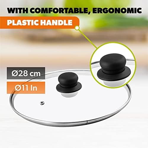KADAX Couvercle en Verre pour Poeles et Casseroles, Couvercle Résistant à la Chaleur avec Poignée en Plastique pour une Cuisine Facile et Sûre (28 cm) – Image 6