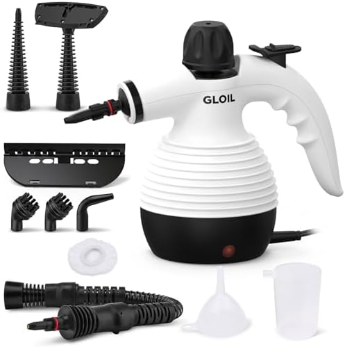 GLOIL Nettoyeur Vapeur,Multi-usage Nettoyant Vapeur,Punaises de Lit Avec 10 Accessoires Pour Taches sur Vitres,Canapé,Sèche,Matelas,Tapis,Voiture,Cuisines-Steamer Cleaner (black) (black)