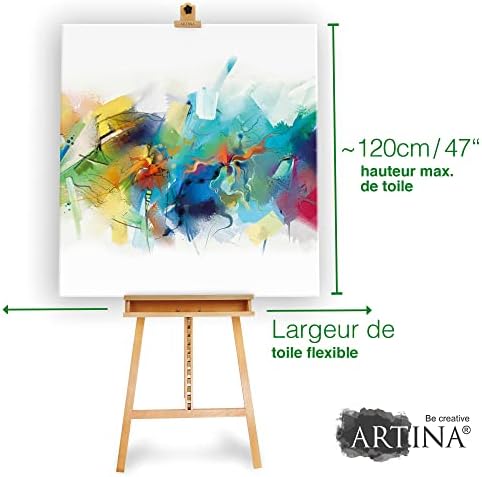 Artina Grand Chevalet d'Atelier 66x225 cm Barcelona – Chevalet Tripode en Bois de Hêtre Réglable avec Support de Peinture – Chevalet Bois Pliable pour Toiles jusqu'à 120cm – Image 3