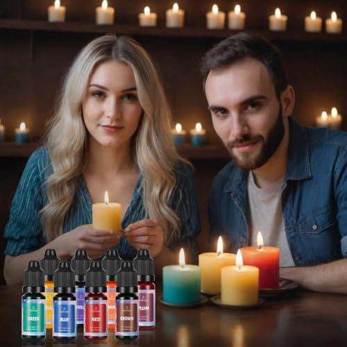 Alaoo Colorant Liquide pour Bougies,8 Couleurs Colorant de Bougie Liquide pour Bougie DIY,Bougies à Haute Concentration Couleurs,Kit Pigment de Bougie Concentrée,10 ML par Couleur – Image 5