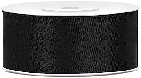 Decoraparty Ruban Noir de double Satin 25 mm, Bobine 25 mètres pour Décorations de fête, Bonbonnières, Gâteux, Fleurs, Faveurs de Mariage, Idées Cadeaux, Cartes de vœux Anniversaire et Nouvel An