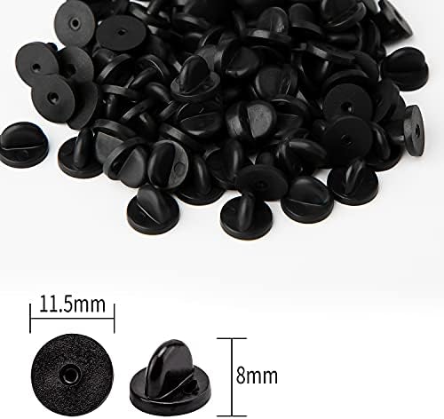 AIEX 100 Pièces Fermoir Papillon Pins Caoutchouc Pin's Fermoir Embrayage pour Épinglettes Fabrication de Bijoux Chapeaux Insignes Uniforme (Noir 11.5mm Diamètre) – Image 2