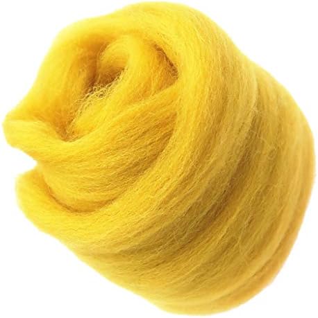 SM SunniMix Laine Cardée à Feutrer, Kit Feutrage Aiguille DIY Peluches Cadeau pour Enfant, Jaune foncé – Image 9