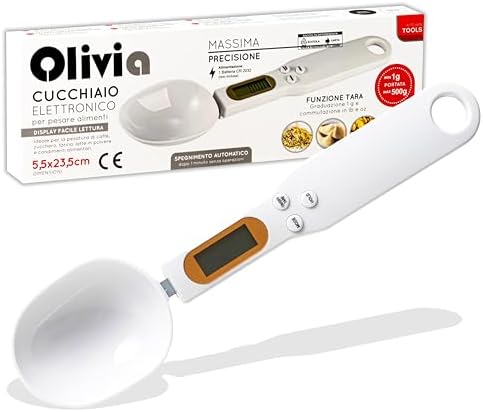 IPEA Balance à Cuillère Numérique pour Mesurer le Poids des Aliments en Cuisine - Précision de 1 g à 500 g - Balance électronique avec Affichage - Doseur pour Peser et Doser de Petites Quantités
