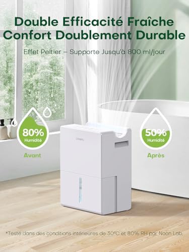 CONOPU Deshumidificateur d Air 2700ML, Déshumidificateur Maison 20m², Double Contenant Déshumidifiant, Mode Séchage, Mode Sommeil 30db, Dégivrage Intelligent, Minuteur 24 Heures – Image 3