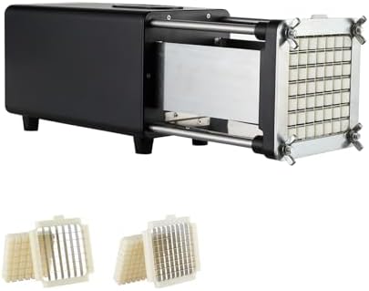 VEVOR Coupe-Frites Électrique, Coupe-Légumes Multifonction avec Lame en Acier Inoxydable de 12,7 mm et 9,5 mm, Trancheuse de Pommes de Terre avec Pieds Antidérapants, pour Concombres, Carottes