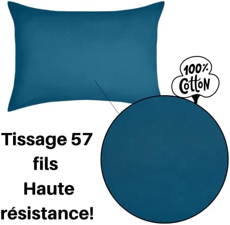 Lovely CASA - Taie d'oreiller -Taille 50x70 cm - 100% Coton certifié Oeko-Tex - Excellente qualité - Couleur Pétrole -Modèle Eden - Linge de Lit pour Maison - Doux et Confortable - Unisexe - Mixte – Image 3